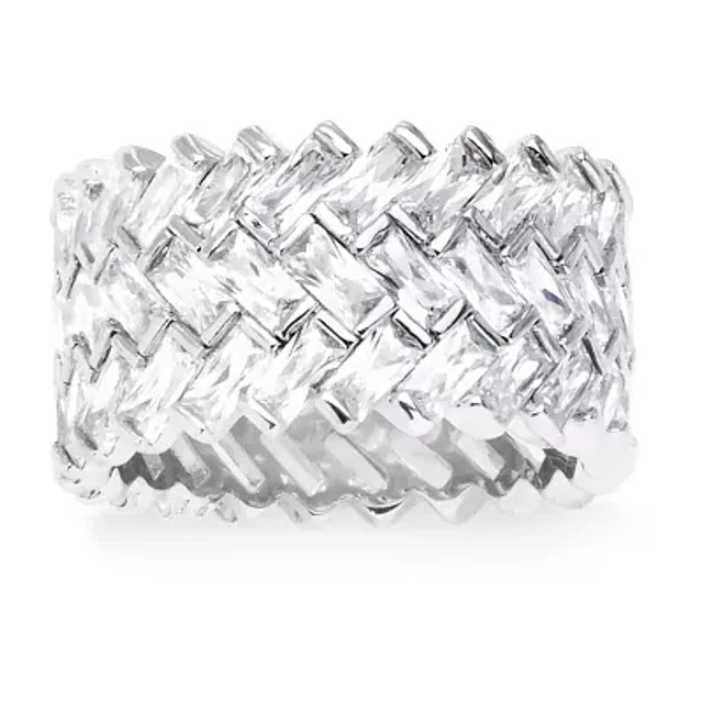 FINE JEWELRY 11M White Cubic Zirconia Platinum Over Silver