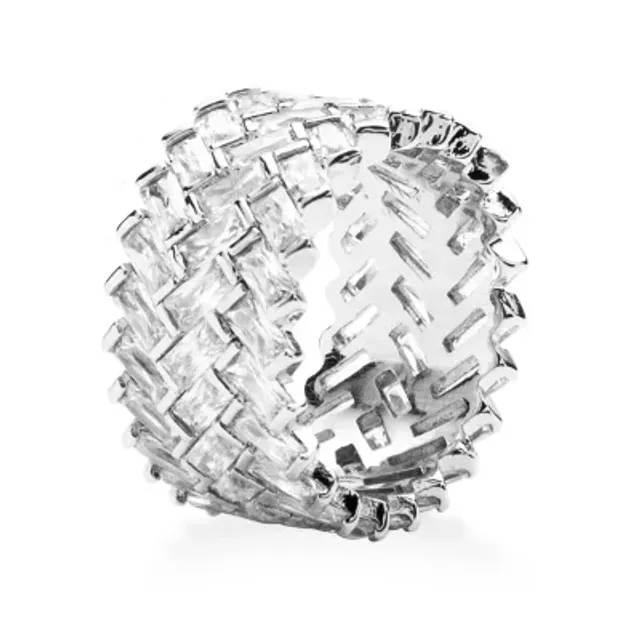 FINE JEWELRY 11M White Cubic Zirconia Platinum Over Silver