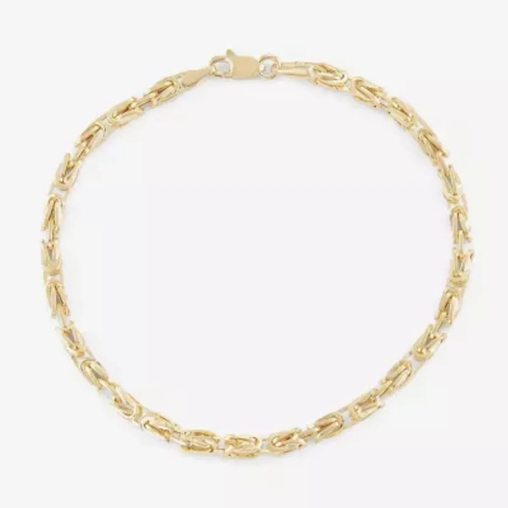 FINE JEWELRY 10K Gold 7.25 Inch Hollow Byzantine Chain Bracelet