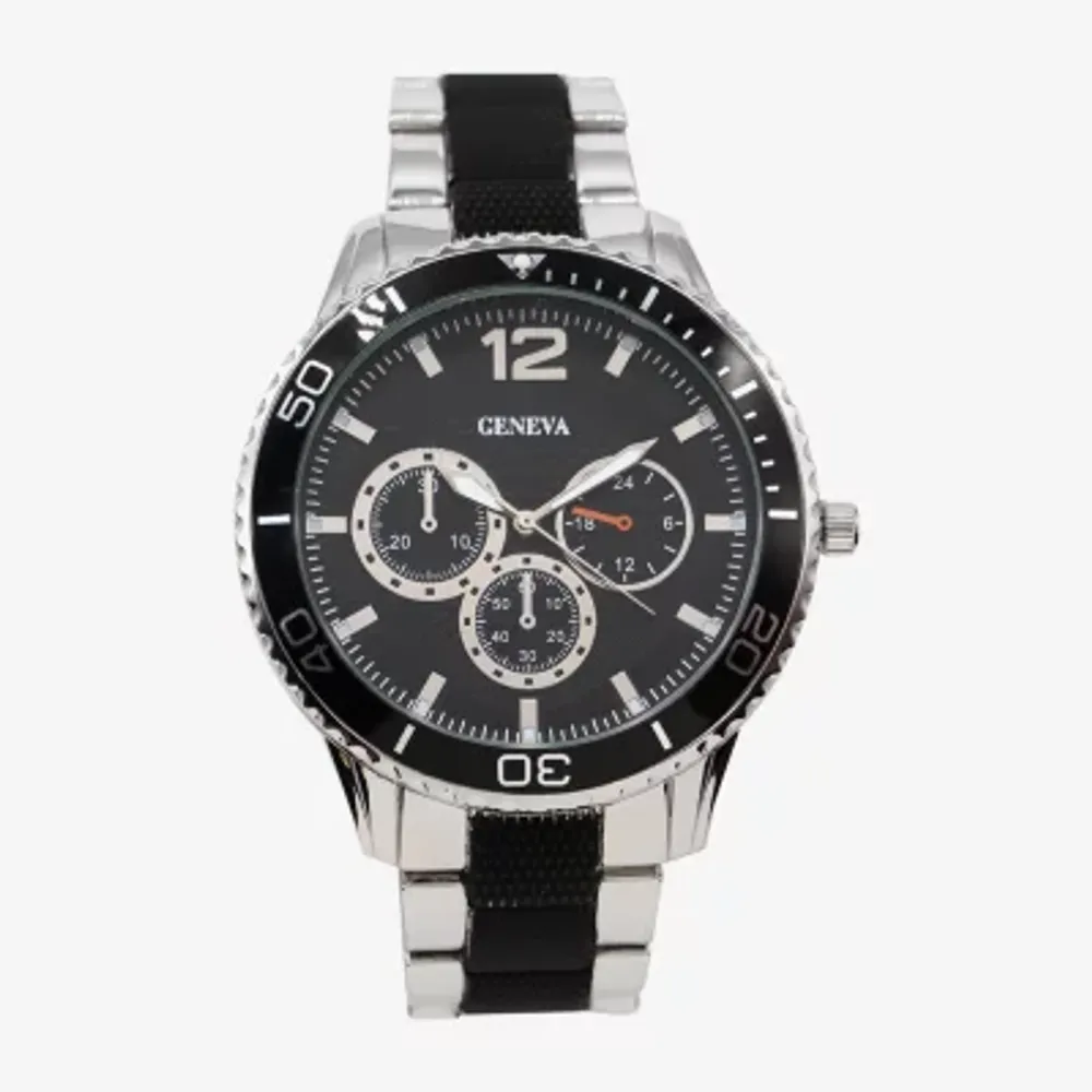 Geneva mens watch stainless on sale steel