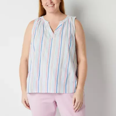 St. John's Bay Striped online Sleeveless Top Medium