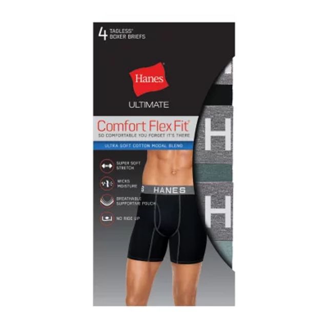 Hanes Ultimate Comfort Flex Fit Ultra Soft Mens 4 Pack Boxer