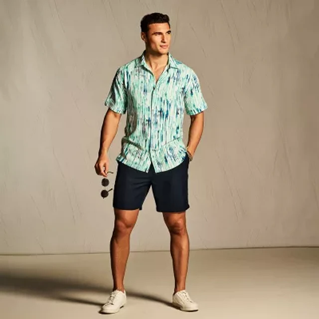 Cubavera Mens Regular Fit Short Sleeve Floral Button-Down Cubavera Mens Regular Fit Short Sleeve Floral Button-Down