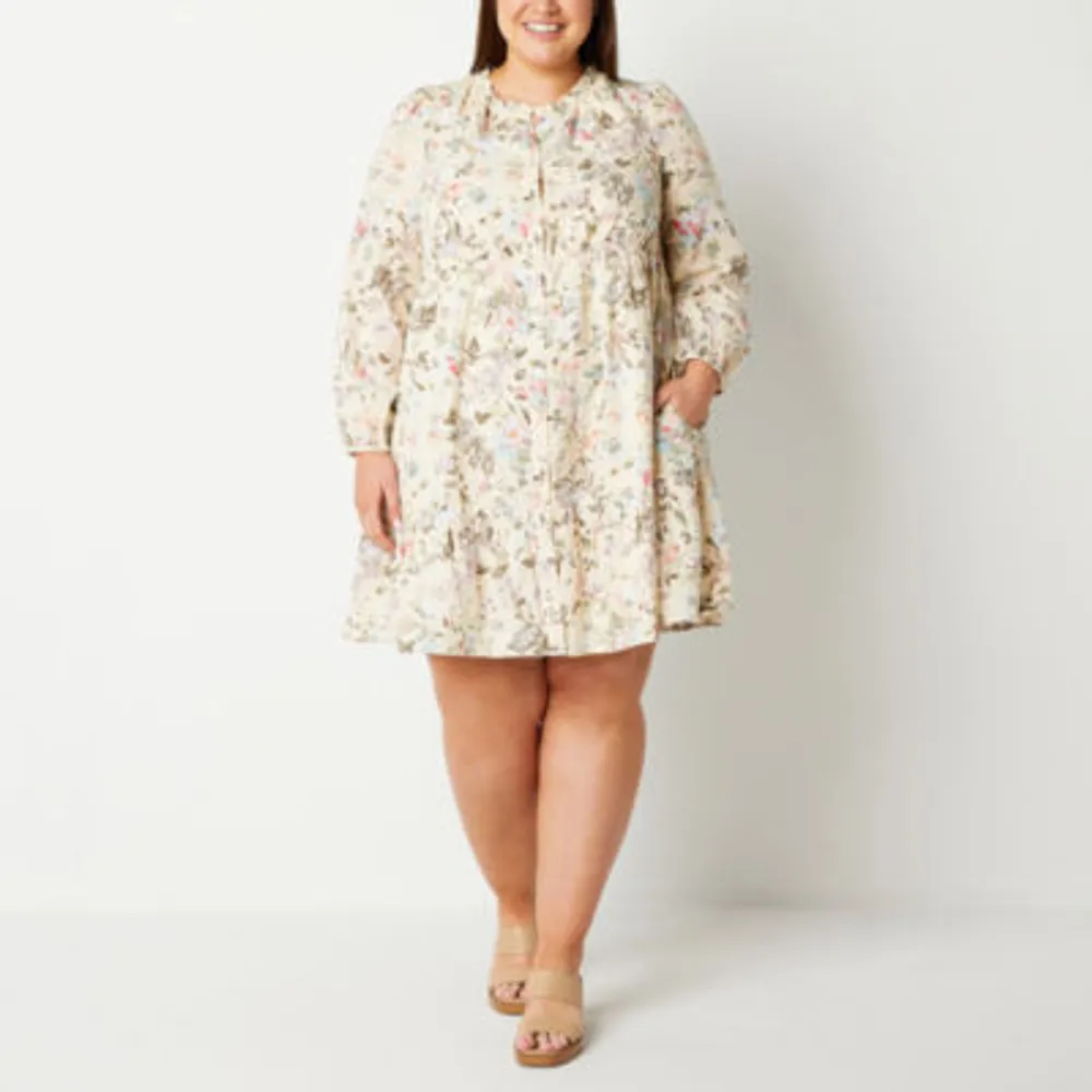 Jcpenney plus size white on sale dresses