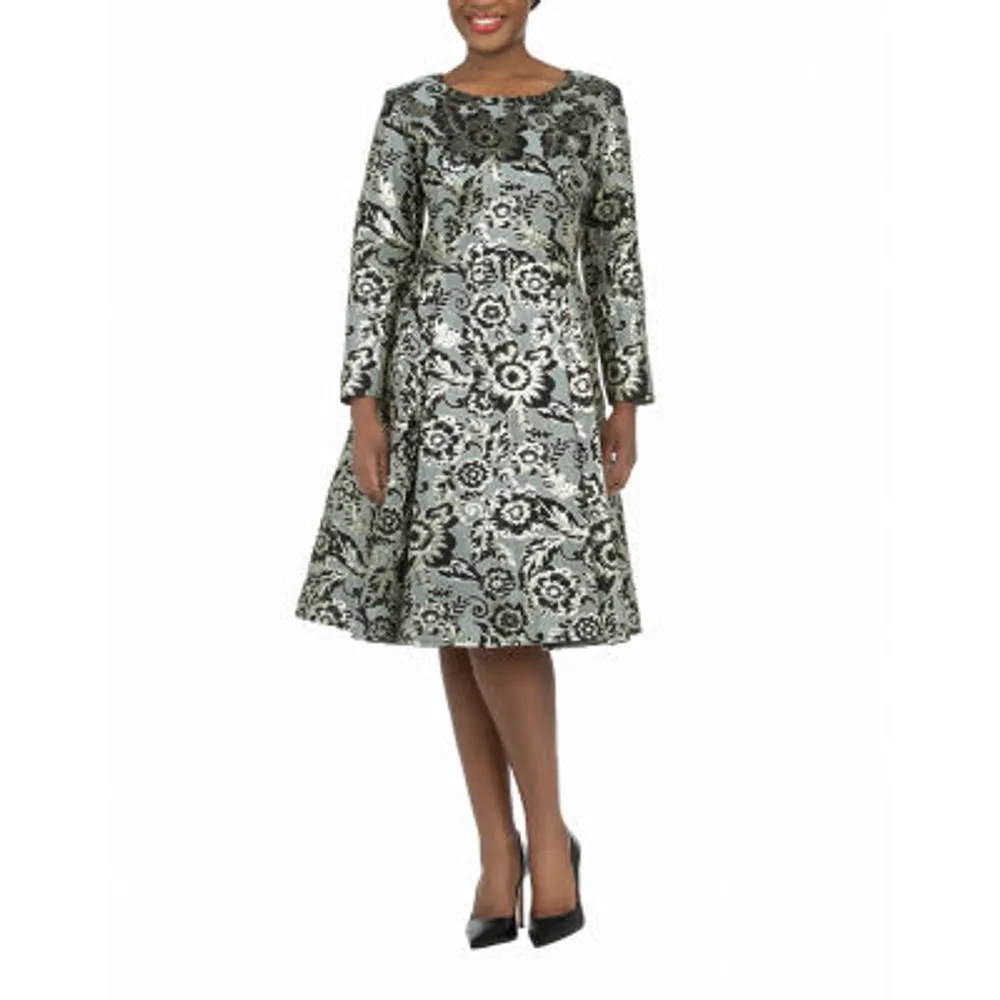 Brocade fit hotsell and flare dress