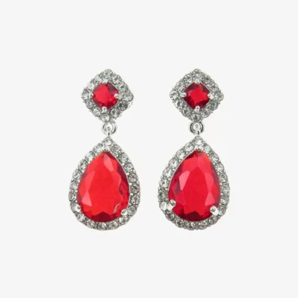 Crystal pear hot sale drop earrings