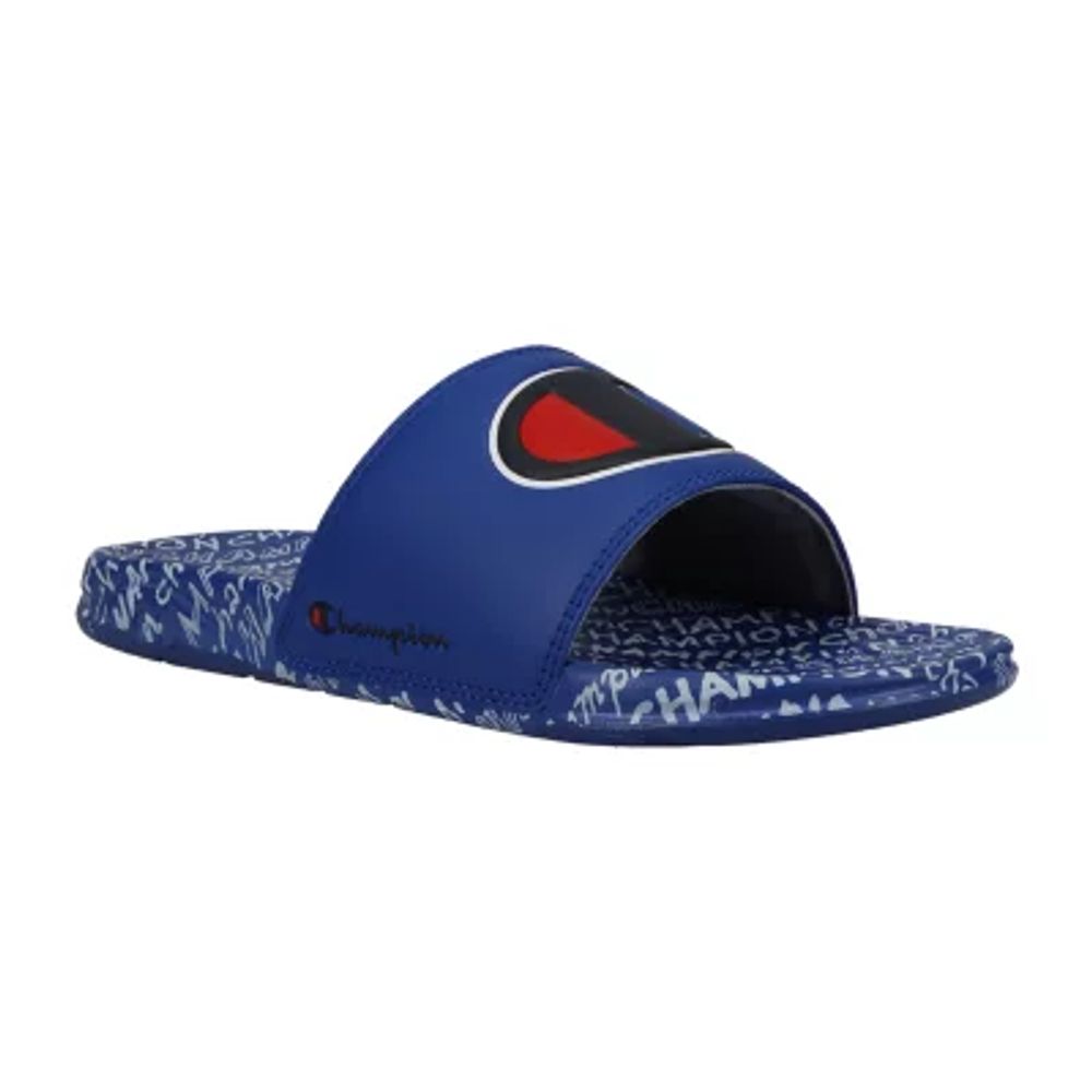 Champion Little Big Boys Mega Script Repeat Slide Sandals