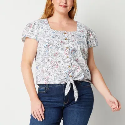 Jcpenney plus size white sales blouses