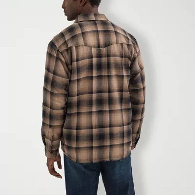 Wrangler Sherpa Lined Shirt Jacket Mens Relaxed Fit Long