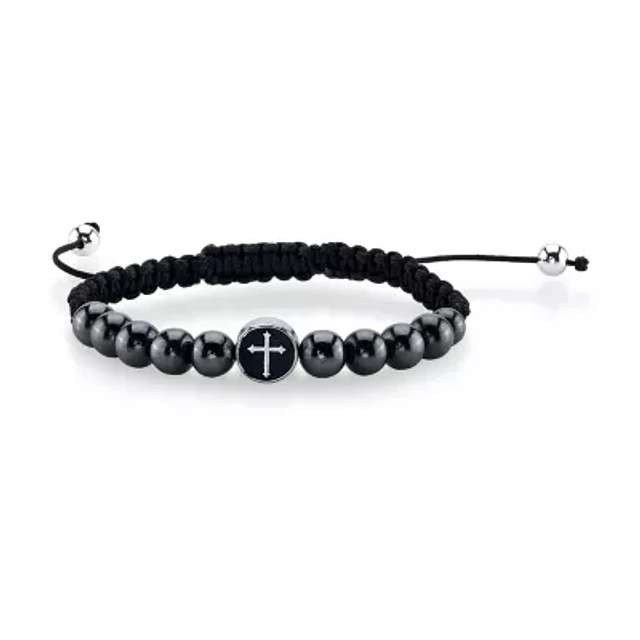 アクセサリー GENERAL THE ROPE BANGLE JG446 Silver Rock Braided Hemp & Leather Wristband Bracelet