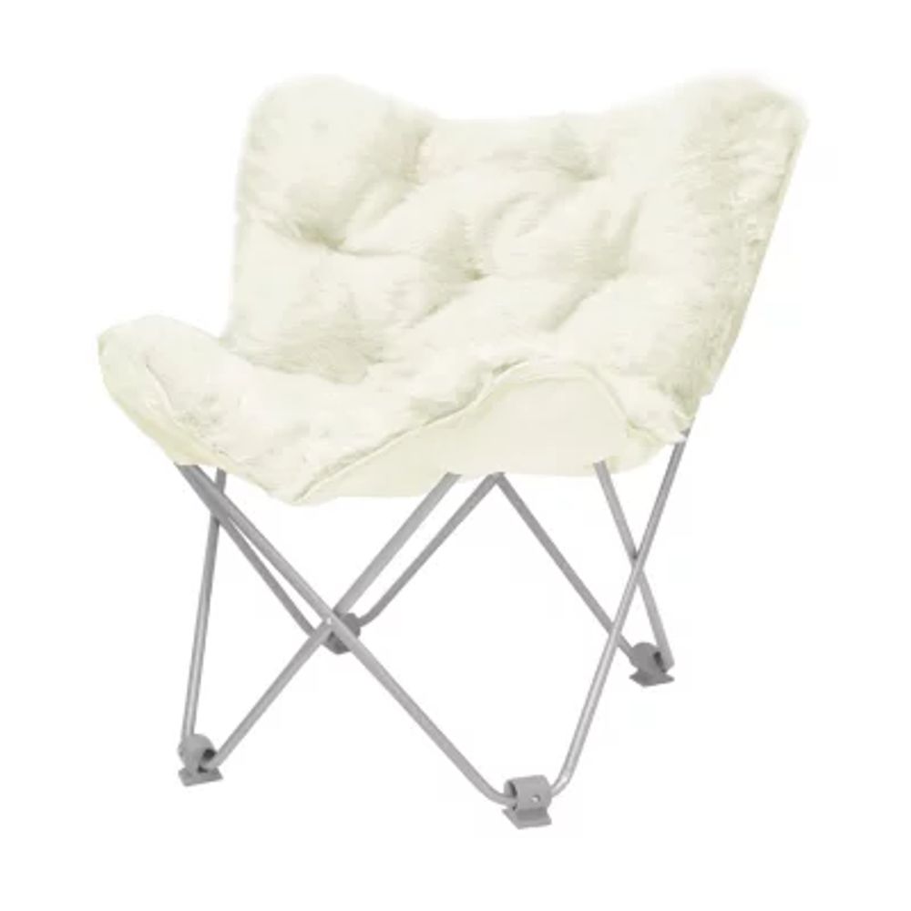 Folding faux mink online club chair