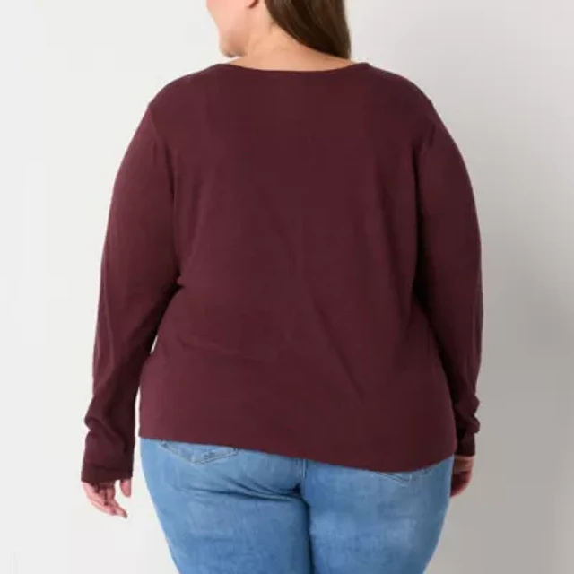 A.n.a Womens Plus Crew Neck Long Sleeve T-Shirt | Brazos Mall