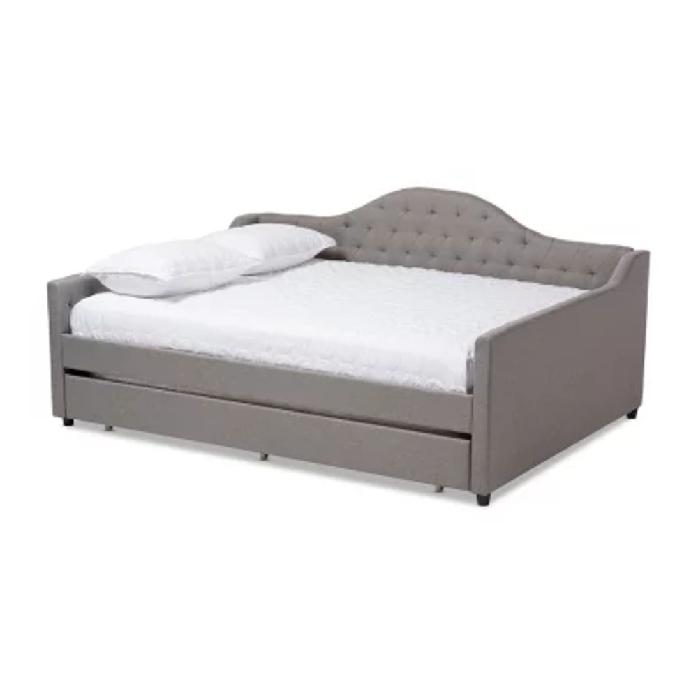 Tufted full online daybed with trundle