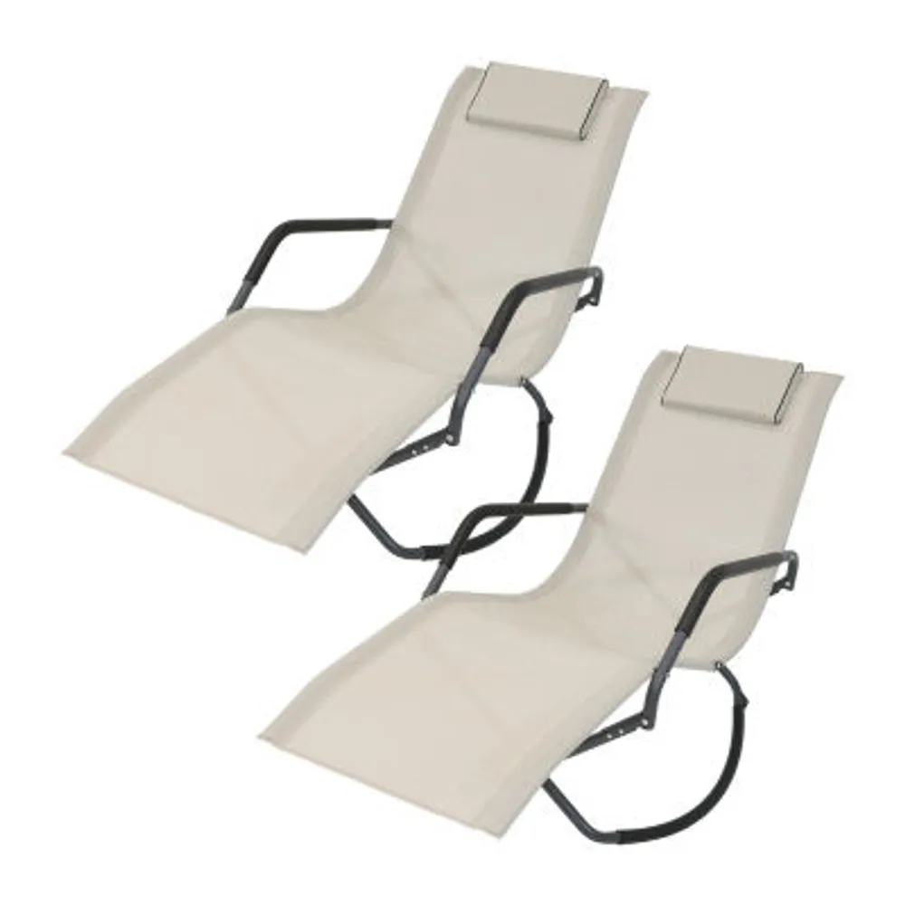 ASSTD NATIONAL BRAND Folding Rocking Chaise 2 Pack Patio Lounge