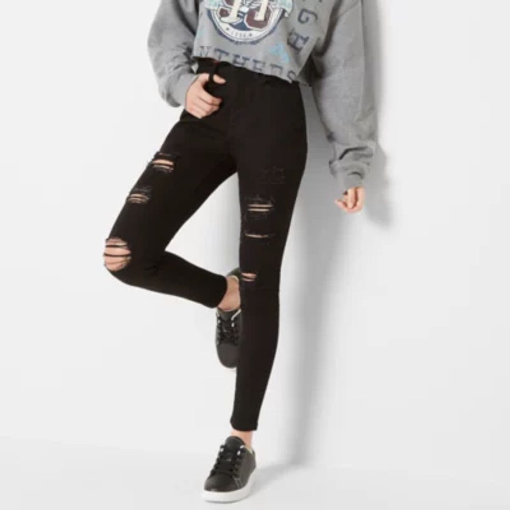 Girls black ripped on sale jeggings