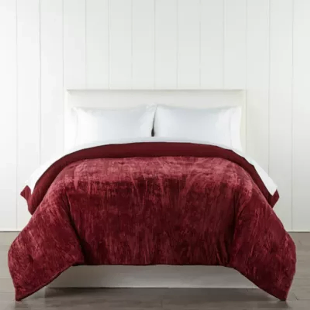 New North Pole Red Plaid Faux-Mink To Sherpa Reversible fashion King Comforter