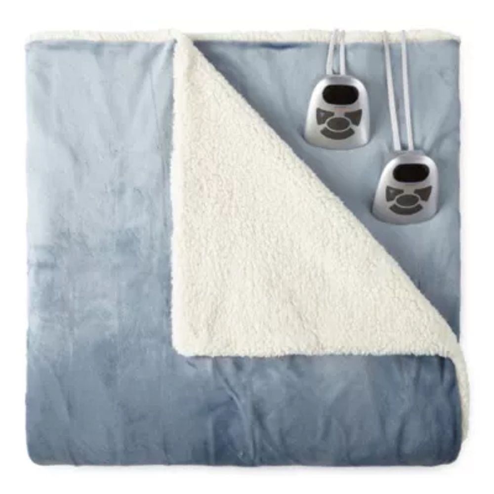 Velour sherpa best sale heated throw