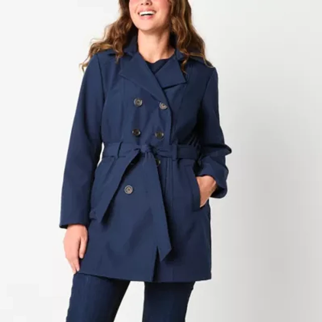 Liz claiborne woven belted heavyweight overcoat hotsell