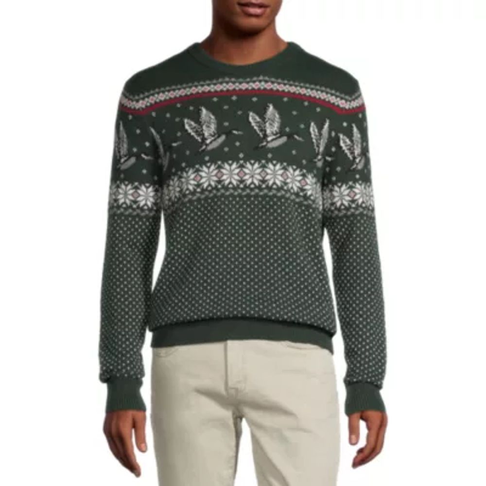 St. John s Bay Fairisle Mens Crew Neck Long Sleeve Pullover