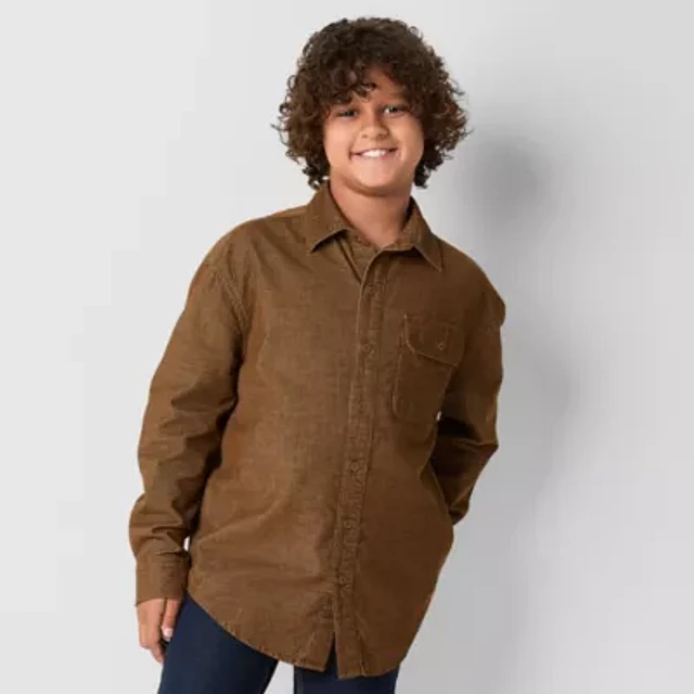 Thereabouts Little & Big Boys Corduroy Long Sleeve Button