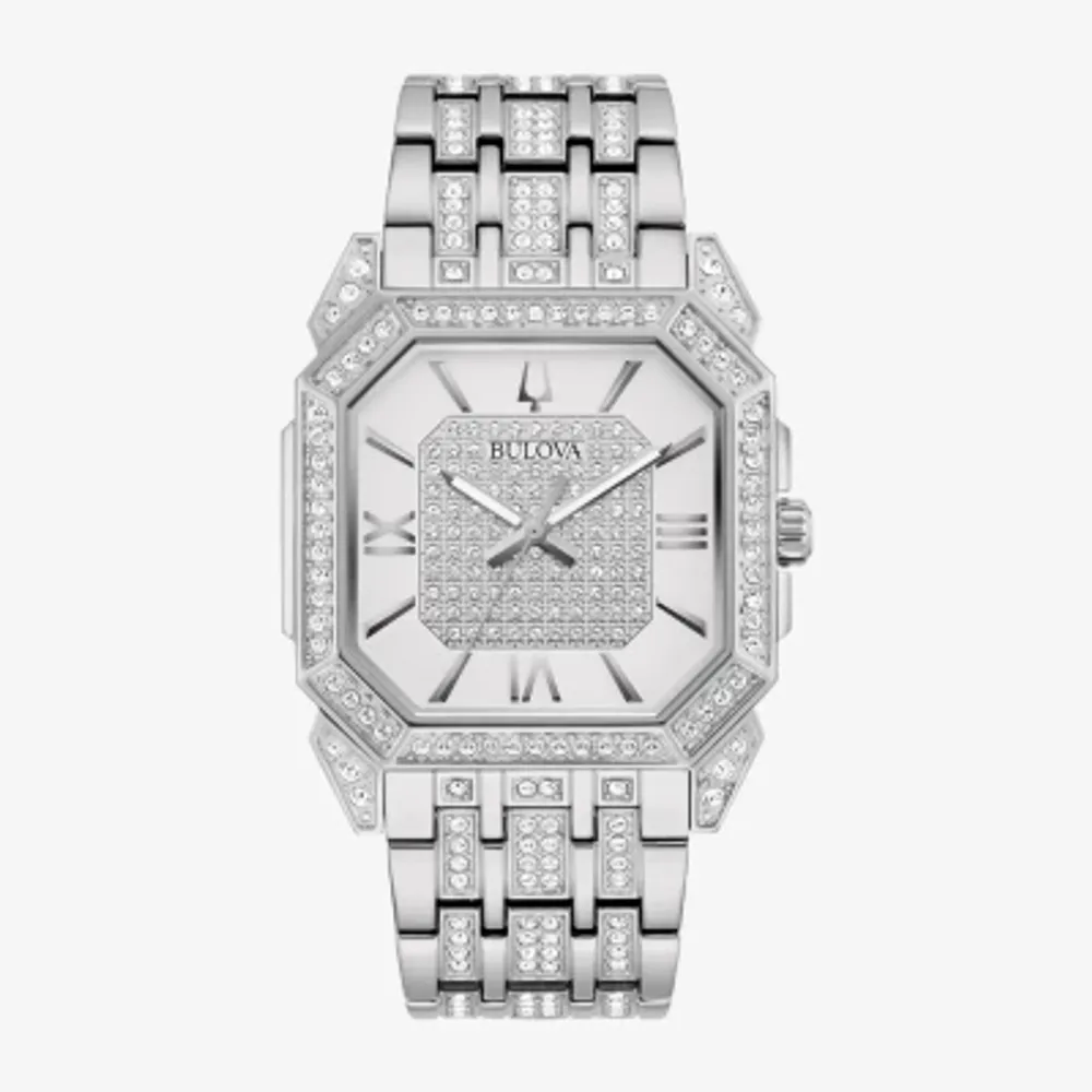 Bulova men's silvertone on sale watch