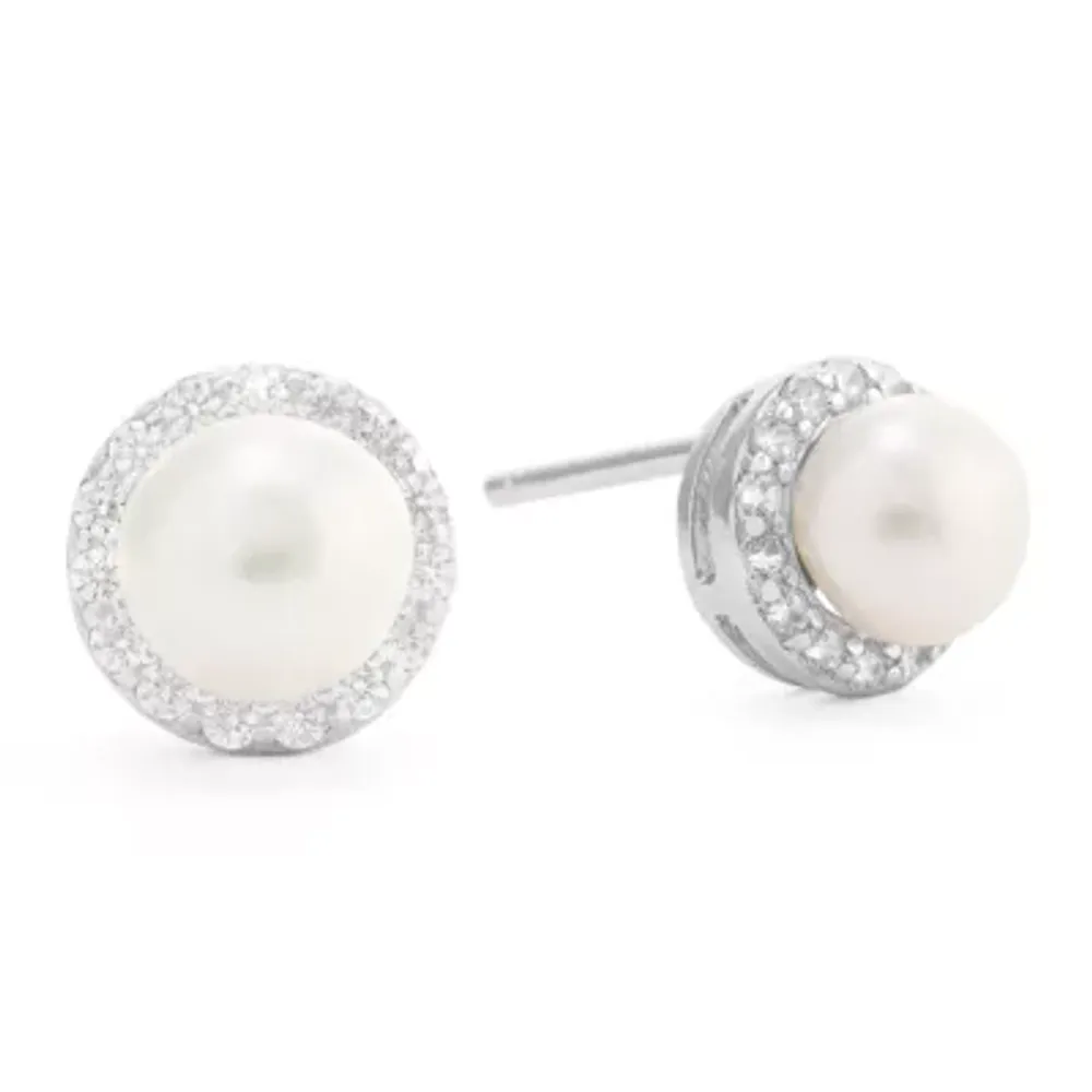 Silver Treasures Cultured Freshwater Pearl 8.5mm Round Stud