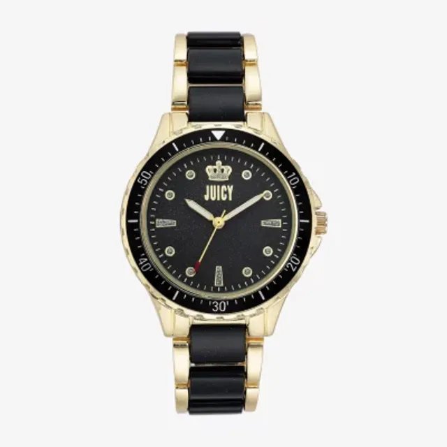 Juicy couture gold watch online with diamante crown logo