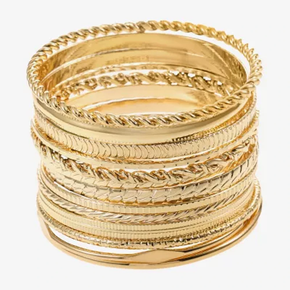 Liz Claiborne® Gold-Tone Textured Bangle Set | Arden Fair