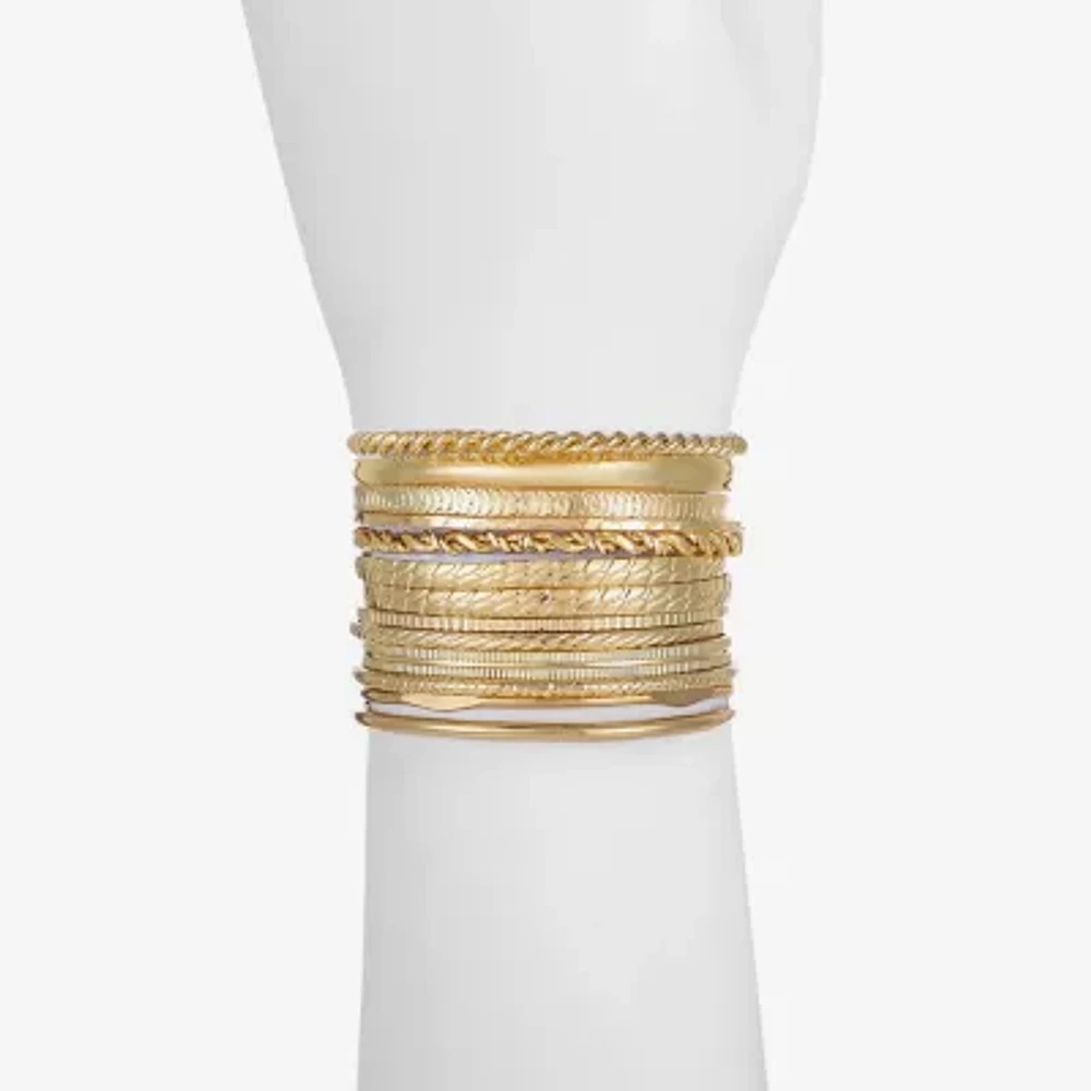 Liz Claiborne® Gold-Tone Textured Bangle Set | Arden Fair