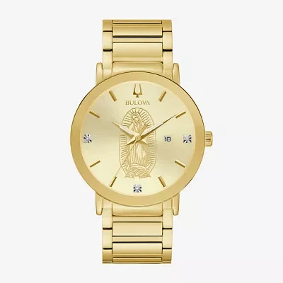 Bulova Men's good Watch 97D123 Quartz Diamond Accent 40mm Gold Tone Stainless Steel