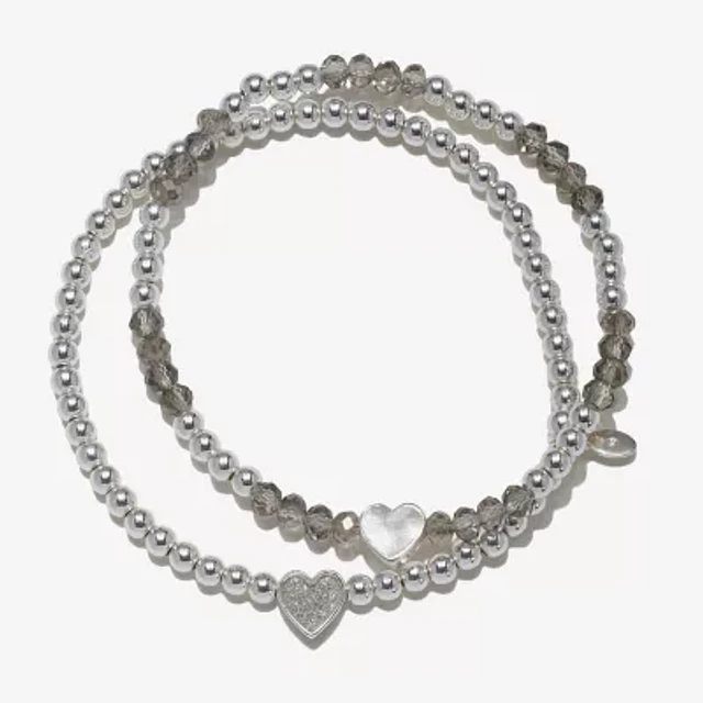 ★rosemont★ [Rosemont] Silver Black Heart Bracelet RC24B10J Brighton Silver Tone 3 Strand Scroll On Black Heart Charm