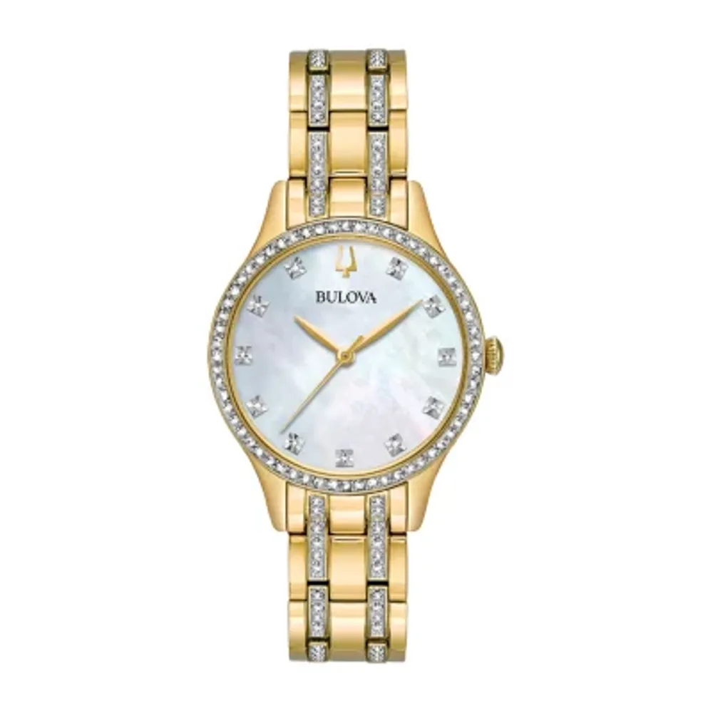 Bulova Crystal Womens Crystal Accent Gold Tone Stainless Steel 2