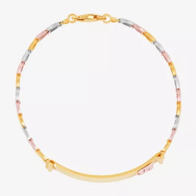 FINE JEWELRY 14K Two Tone Gold 7.5 Inch Solid Link Id FINE JEWELRY 14K Two Tone Gold 7.5 Inch Solid Link Id