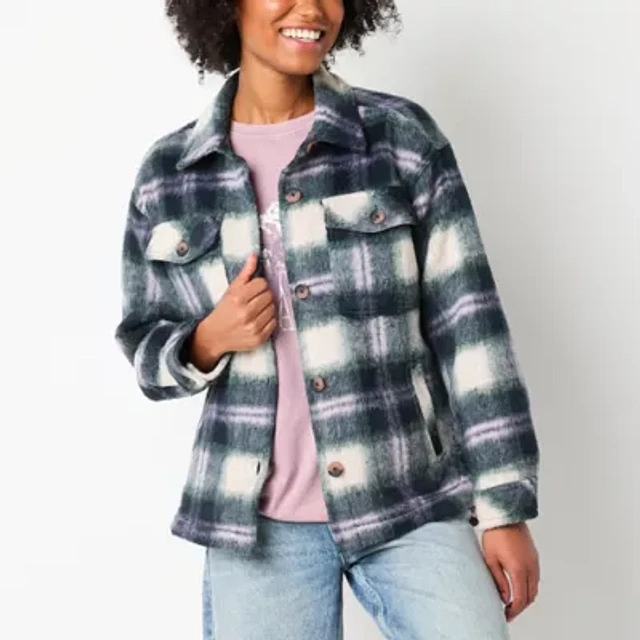 Arizona Plaid Shacket Midweight Womens Juniors Shirt Jacket