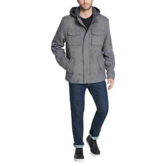 Levi's men's wool blend military jacket with on sale hood