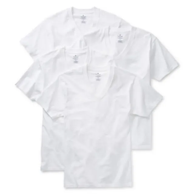 Stafford Heavyweight Mens 4 Pack Short Sleeve V Neck T Shirt Big