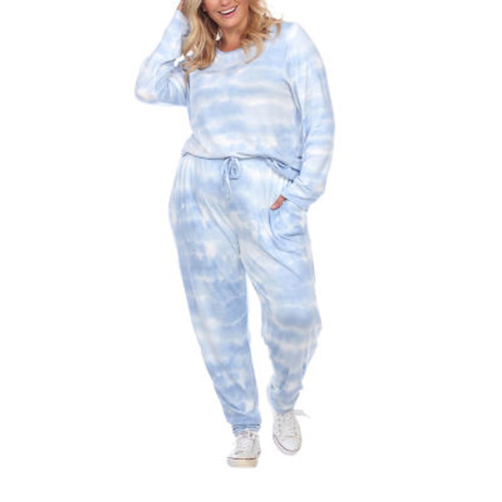 White Mark Womens Plus Long Sleeve Pant Pajama Set 2 pc