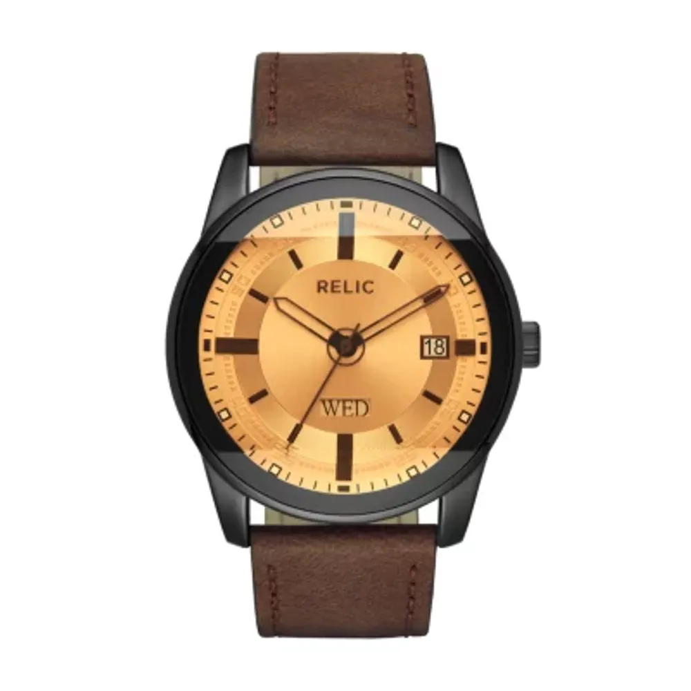 Relic By Fossil Mens Brown Leather Strap Watch Zr12229 Pueblo Mall