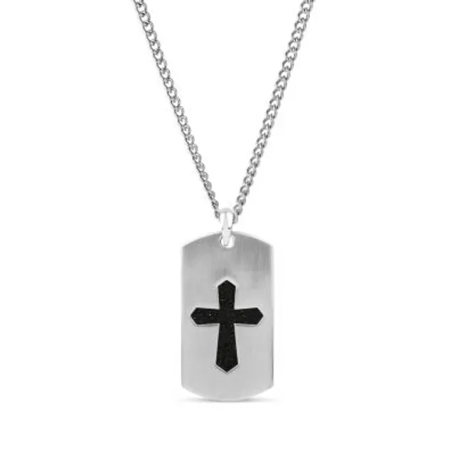 Men's cross dog tag necklace best sale