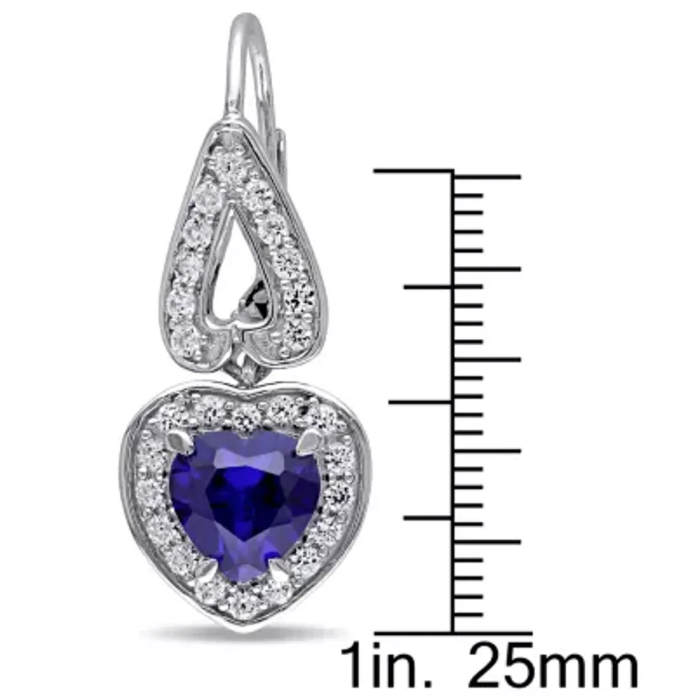 FINE JEWELRY Lab Created Blue Sapphire Sterling Silver Heart Drop