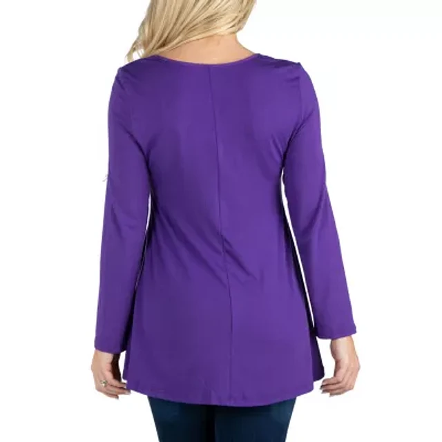 売れ筋商品|||２４セブンコンフォート カットソー トップス レディース Women's Long Sleeve Swing Style Flared Tunic Top Medium Purple Womens Plus Size Long Sleeve Tunic Top – 24seven Comfort Apparel