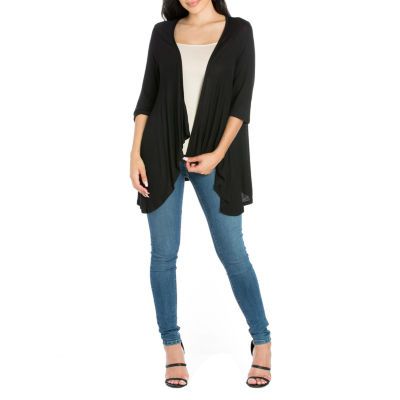 売れ筋商品|||２４セブンコンフォート ニット&セーター アウター レディース Plus Size Elbow Length Sleeve Open Cardigan Charcoal Elbow Length Sleeve Open Cardigan – 24seven Comfort Apparel
