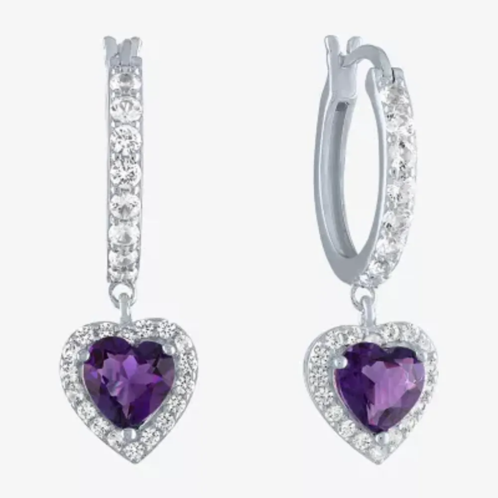 FINE JEWELRY Lab Created Gemstone Sterling Silver Heart Drop