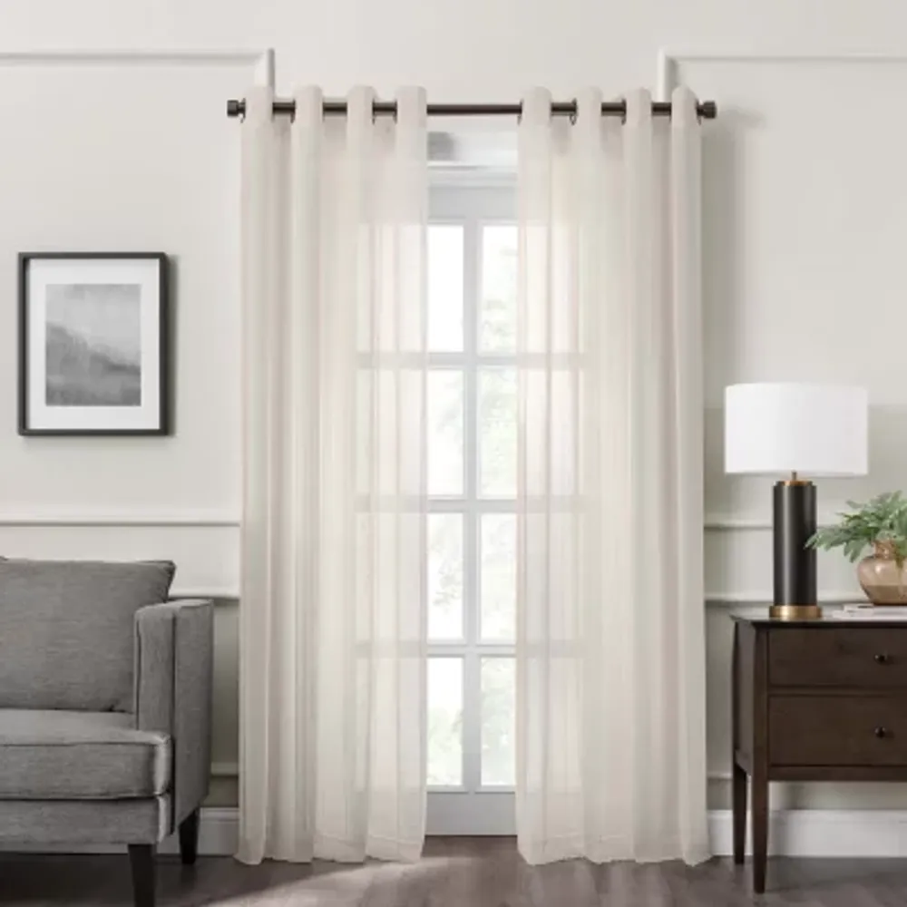 Fieldcrest Heritage Mirron Solid Sheer Grommet Top Single Curtain Panel ...