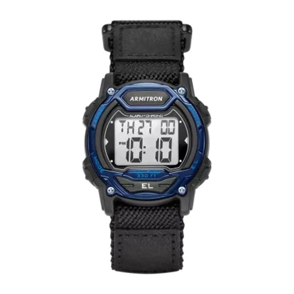 Armitron Pro Sport Mens Chronograph Black Strap Watch 45 7004blu