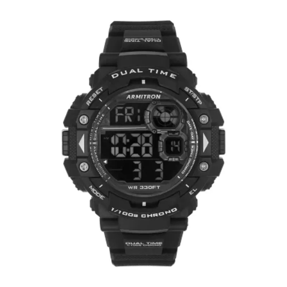 Armitron Pro Sport Mens Chronograph Digital Black Strap Watch 40