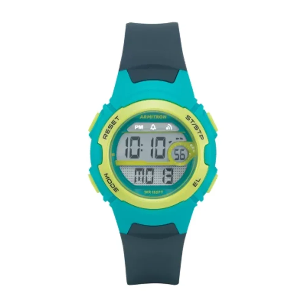 Armitron Pro Sport Womens Chronograph Digital Blue Strap Watch 45