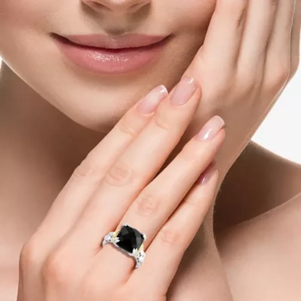 Effy Womens Genuine Black Onyx 18K Gold Sterling Silver Square