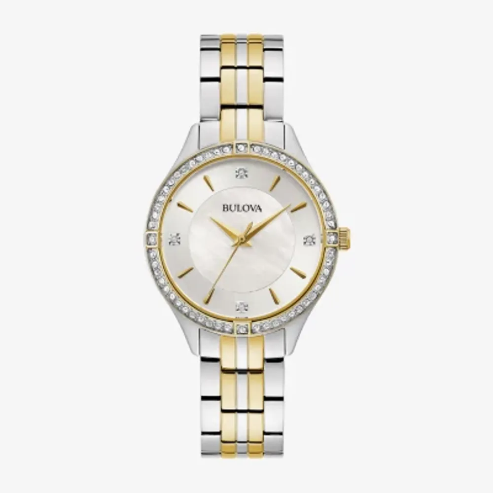 Bulova ladies two tone stainless steel bracelet watch hot sale