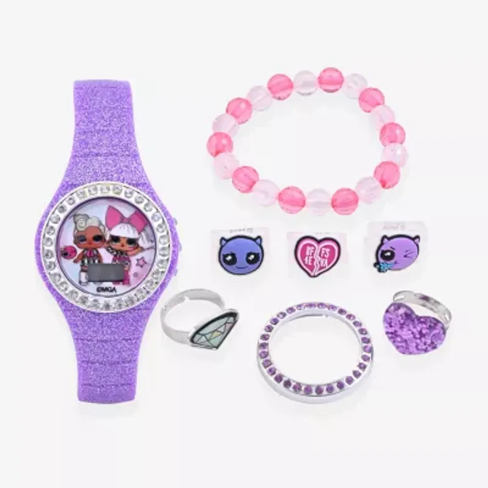 LOL Girls Automatic Digital Purple 8 pc. Watch Boxed Set Lol40099